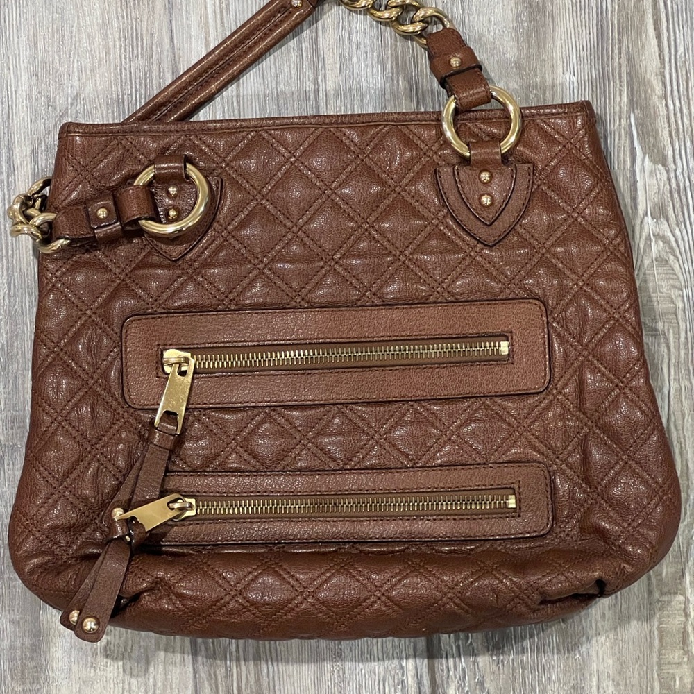 Vintage Marc Jacobs Brown Quilted Leather + Gold Stam Bag